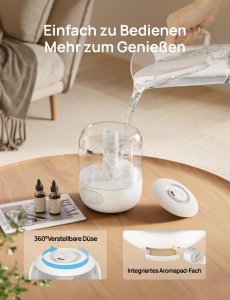 Umidificator Dreo pentru dormitor, umidificator cu ceata rece pentru casa si camera mare, umidificator silentios pentru bebelus, lumina de noapte, difuzor esential, umidificator rapid cu ultrasunete - Img 7