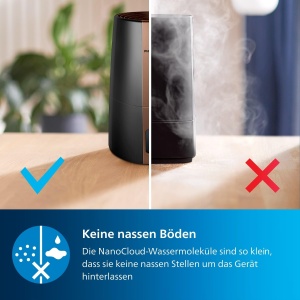 Umidificator Philips 3000, 45 m2, cu 99,97% mai putine bacterii cu NanoCloud, 300 ml/h, 3 viteze, mod de repaus, ultra-silentios (33 dB), senzor de umiditate, cronometru, rezervor de 3L, negru (HU3918/10) - Img 6