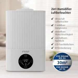 Umidificator Reer 2in1, Ultrasonic, 30 m, Alb - Img 3