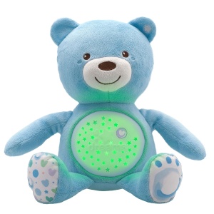 Ursulet de plus Chicco First Dreams Ursulet de plus, Proiector moale cu lumina de noapte, Efecte de lumina si melodii relaxante, Jucarie pentru copii 0+ luni, Albastru deschis, TU
