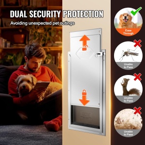 Usa pentru animale VEVOR CWM01-L, din aluminiu, 337 x 509 mm, alba, rezistenta la intemperii - Img 6