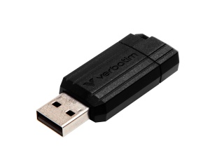 USB Stick Verbatim Pinstripe 128 GB, Negru, cu Schiebemechanismus