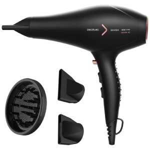 Uscator de par Cecotec 04205 Bamba IoniCare 5350 PowerShine Fire, 2600 W, functie de aer rece, diferite niveluri de uscator de par, duza si accesoriu de volum, negru