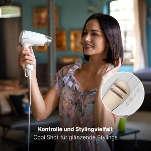 Uscator de par pliabil ProfiCare(r) | Uscator de par 1400W | Economie de spatiu cu maner rabatabil | Airstyler compact | 2 etape | Setare la rece pentru Style Fix | Protectie la supraincalzire | Sampanie PC-HT 3009 - Img 4