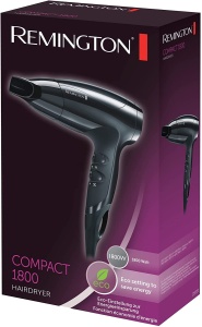 Uscator de par Remington [extrem de mic] Compact (1800 wati, design foarte compact si dimensiuni practice - ideal pentru calatorii, inclusiv duza de coafare, 3 setari de incalzire si 2 setari separate ale ventilatorului, setare eco) D5000 - Img 6