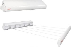 Uscator de perete Leifheit Rollfix 210 Longline, franghie de rufe de 21 m pentru 2 incarcaturi de masina de spalat, suport de uscare extensibil, uscator cu economie de spatiu, suport de rufe montat pe perete, uscator de rufe pentru perete, - Img 1