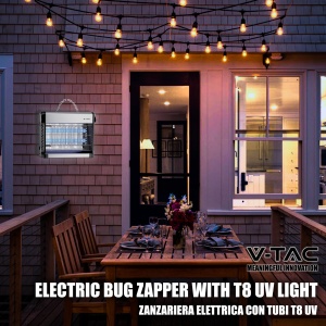 V-TAC Insect Killer Electric 16W cu o raza efectiva de actiune de 50 m2 - Design subtire - Ucigas de insecte cu lumina UV LED albastra pentru uz interior si exterior - Capcana electrica pentru tantari si insecte - Img 9