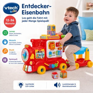 Vagon de jucarie VTech Entdecker-Eisenbahn cu 4 moduri de joc - Img 2