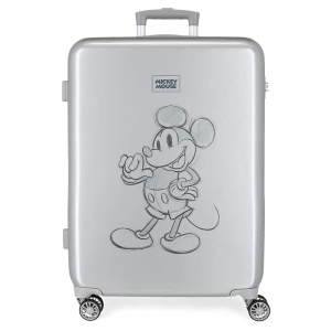 Valiza Disney Mickey 100, 70L, 68 x 48 x 26 cm, Culoare Gri