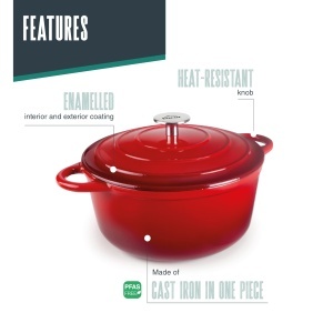 Vas de gatit din fonta Lacor 71730, 2.5 litri, 20 cm, emailat - Img 3