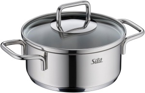 Vas de gatit Silit Extra Cook Mini 14 cm, Crominox, cu capac din sticla