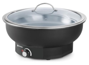 Vasul de ignifugare HENDI, Tesino, interval de temperatura pana la: 85degC, recipient de incalzire, incalzitor de alimente, recipient pentru alimente, incalzitor de bufet, 6.8L, 230V/500W, o405x(H) 240mm, otel inoxidabil, polipropilena, negru