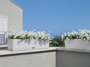 Vaza de flori Lechuza BALCONERA Cottage 80, cu sistem de udare, alba, 79 x 19 x 19 cm - Img 6