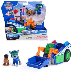 Vehicul de salvare PAW PATROL Rocky cu figurine, 15 cm, cu motor de retragere