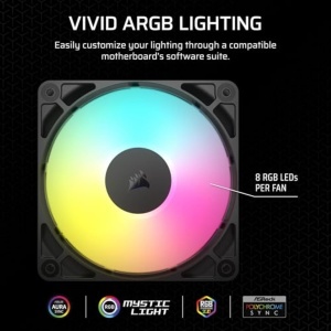 Ventilator PC Corsair RS120 ARGB 120mm, 3 Piese, Culoare Negru - Img 4