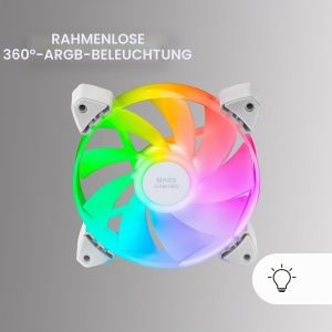 Ventilator PC Mars Gaming MF-3AR, 120mm, 360 ARGB, FDB, Alb - Img 2