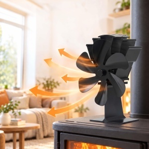 Ventilator pentru Camin Relaxdays HBT, 21.5x17x11cm, Negru, Eficient - Img 2