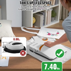 VEVOR 2 in 1 Mini masina de presa termica Presa termica 30,5x25,4 cm, 810W Tricouri cu transfer de caldura, suporturi, perne, DIY Presa de caldura mica Plotter de presa termica Prese de imprimare, Imprimare de presa de camasa - Img 7