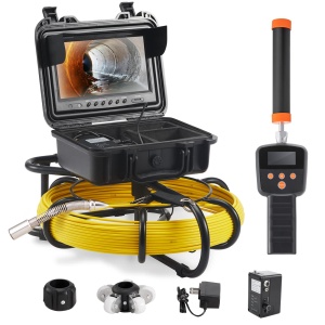 VEVOR 9 "Camera de inspectie 50m Camera de teava 720P Camera de canalizare 512Hz Camera de localizare a endoscopului 12V 4500mAh Baterie cu litiu 6 ore Camera de inspectie a tevilor IP68 pentru canalizare Sisteme de canalizare Drenuri - Img 1