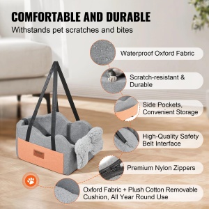 VEVOR Autositz pentru caini JBS-PCS-005 Dark Gray materiale impermeabile potrivit pentru caini mici - Img 3