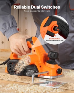 Vevor Elektrohobel 82 mm 650 W Ajustare adancime 2 lame pentru prelucrare lemn - Img 5