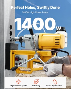 VEVOR Magnetbohrmaschine 1400W Viteza Variabila 0-750 RPM Forta Magnetica 13000N - Img 2