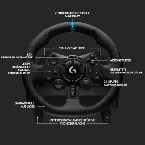Volan de curse Logitech G923 cu pedale, TRUEFORCE, 1000 Hz, negru - Img 8