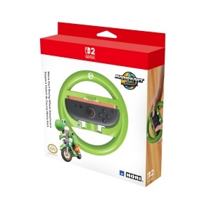 Volan pentru jocuri HORI Mario Kart Yoshi, compatibil Nintendo Switch, cu manere texturate