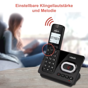 VTech CS2051 Telefon fara fir cu robot telefonic si 2 telefoane, Mod ECO+, Telefon pentru seniori Blocarea apelurilor telefonice fixe, Functie hands-free, Butoane mari, Afisaj cu 1 linie, Negru - Img 2