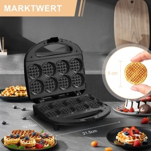 Waffelmaker YASHE, Mini, 8 x 5 cm, Antiaderent, Compact - Img 5