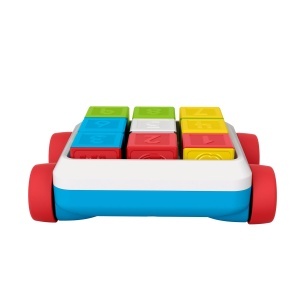Wagon de jucarie Fisher-Price GJW10 cu 9 blocuri colorate pentru bebelusi - Img 5