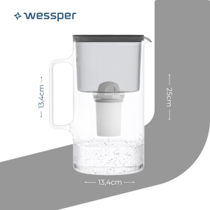 Wessper Crystaline 3L Cana din Sticla Neagra cu Filtru Compatibil Brita Classic - Img 3