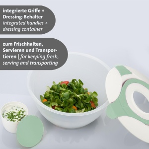 Westmark Salad Butler/Bowl cu manere de transport si recipient pentru dressing, Capacitate: 6,5 litri, Plastic, Praktika, Transparent/Alb/Verde-menta, 2422227M - Img 3