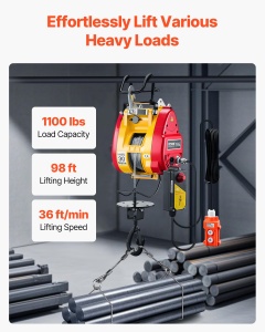 Winch electric portabil VEVOR LES-500, 500 kg, 1800 W, telecomanda - Img 2
