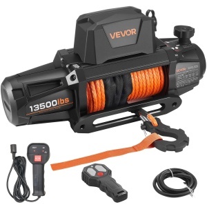 Winch Electrica VEVOR 6100 kg, 12 V, cu Sfoara Sintetica de 28 m