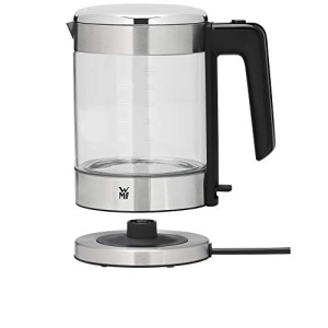 WMF Kitchen Miniis Kettle Glass 1 litru, ceainic fara fir mic, indicator de nivel al apei, filtru de apa de var, oprire automata a fierberii, 1900 wati, - Img 1