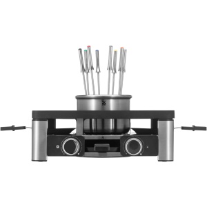 WMF Lumero 3in1 Gourmet Station pentru 8 persoane, combo fondue raclette, electric, control temperatura, iluminare, 1800 wati, economie de spatiu, otel inoxidabil mat - Img 4