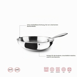 Wok IBILI Triply Natural 30 cm, inox, inductie, ecologic - Img 3