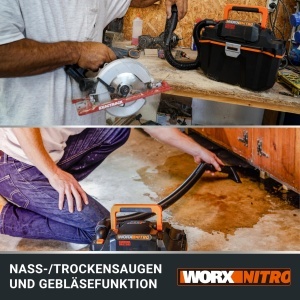 WORX WX0319 Aspirator umeduscat fara fir - mobil si la indemana - 20V - cu duza pentru crapaturi si duza cu jet larg - fara baterie si incarcator negr - Img 5
