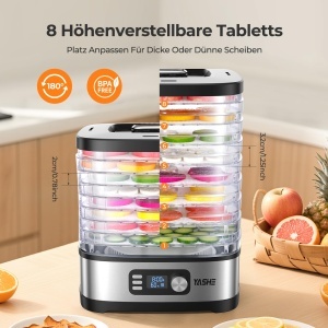 YASHE 8-Etagen Dorrautomat Timer 72H Temperatura Reglabila BPA-Free - Img 4