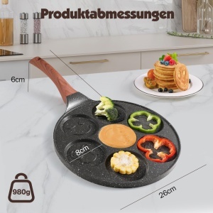 YASHE Tigaie Pancake Smiley 7 forme antiaderente din aluminiu turnat compatibila cu toate tipurile de plite - Img 6