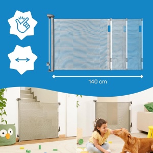 Zarva de siguranta Badabulle Safe Roll, extensibila pana la 140 cm, gri - Img 3