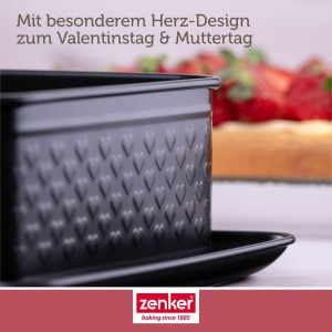 Zenker King Cake Springform 30 cm - Tava de copt cu embosare in forma de inima, rezistenta la scurgeri, fara PFAS, fabricata in Germania - Img 6
