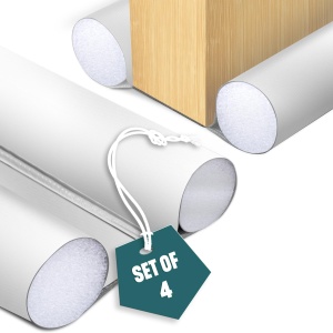 Zugluftstopper pentru usi VOUNOT, 96 cm, alb, cu protectie termica si fonica