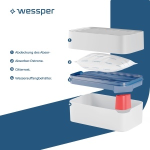 Absorbant de umiditate Wessper P4 HUMIFILL 500g, compact, fara curent, cu indicator de nivel - Img 3