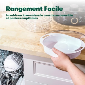 Abur cu doua niveluri BELLA cu cosuri stivuibile si baza detasabila pentru gatire rapida si simultana - oprire automata si protectie la fierbere, 7 L, negru - Img 5