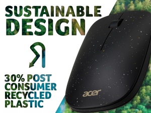 Acer Vero Mouse AMR020 - Mouse fara fir (mouse fara fir de 2,4 GHz, 1200 DPI, management inteligent al energiei, mouse ergonomic pentru mana dreapta si stanga, rotita silentioasa a mouse-ului, 30% continut de plastic PCR) negru - Img 2