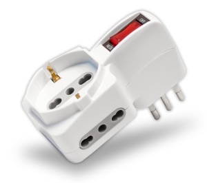 Adaptator multiplu V-TAC cu 3 prize, comutator, 1016 A, alb