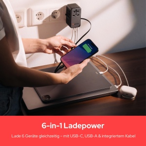 Adaptor de calatorie Verbatim GaN III 85W cu 3 USB-C, USB-A, negru - Img 5