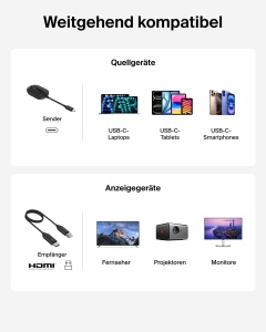 Adaptor HDMI wireless Belkin ConnectAir, USB-C, 1080p la 60Hz, plug and play - Img 5